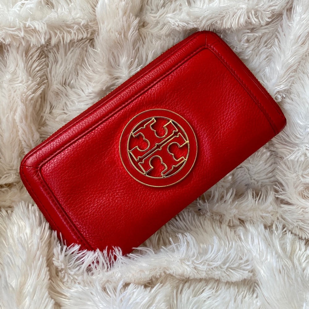 Tory Burch Red Amanda Zip Continental Wallet